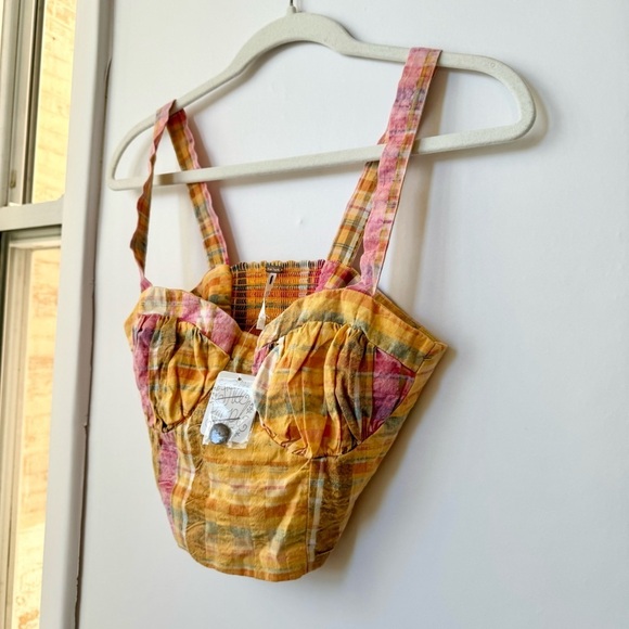 NWT Maggie May Set Two Piece Matching Shorts Set Gingham Plaid Print Pink - Picture 9 of 16